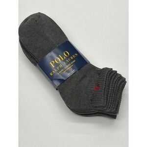 Polo Ralph Lauren Men's 6 Pair Classic Sport Ankle Socks Dark Gray Size 10-13